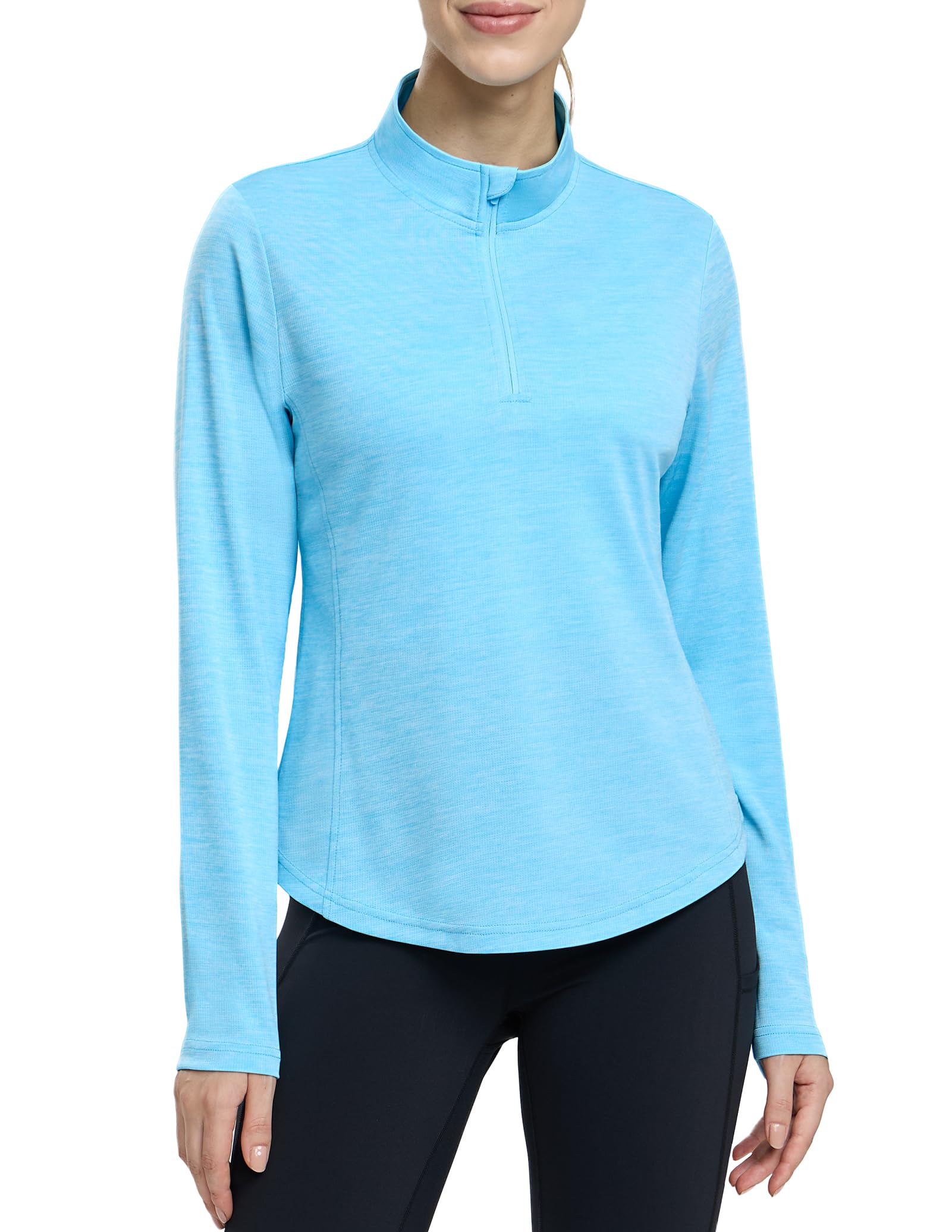 MIER Women's Quarter Zip Long Sleeve Running Shirt with UPF 50+ Women Active Shirt