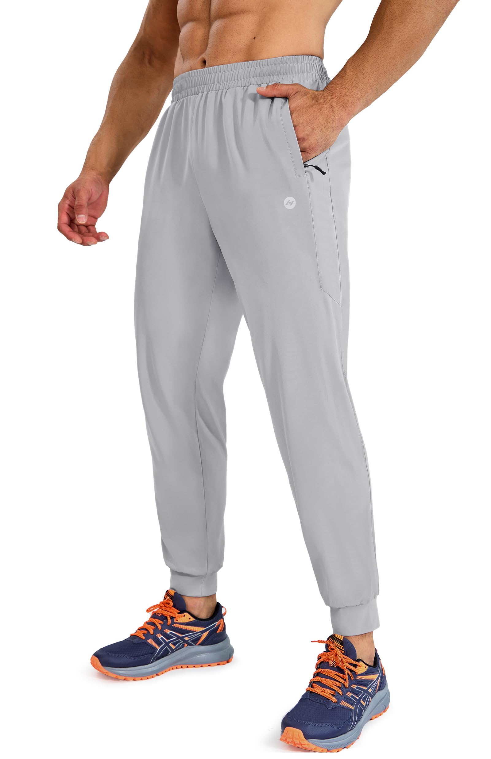 MIER Men s Athletic Running Pants Lightweight Workout Joggers Light Grey 2XL