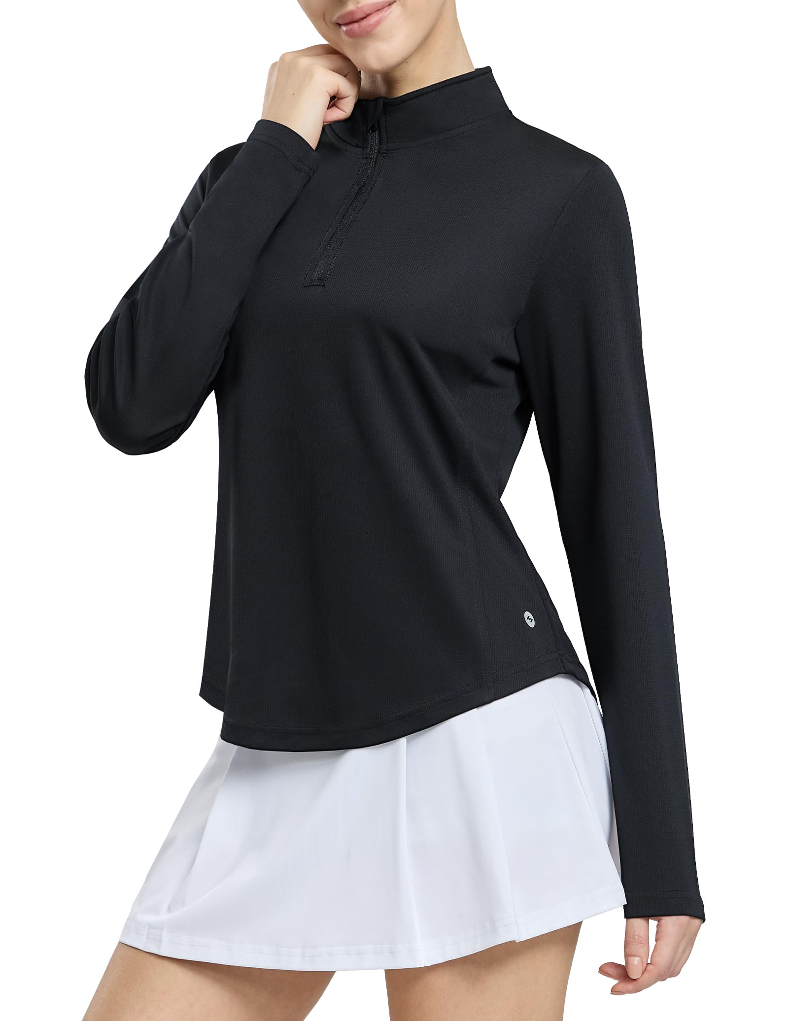 MIER Women's Quarter Zip Long Sleeve Running Shirt with UPF 50+ Women Active Shirt