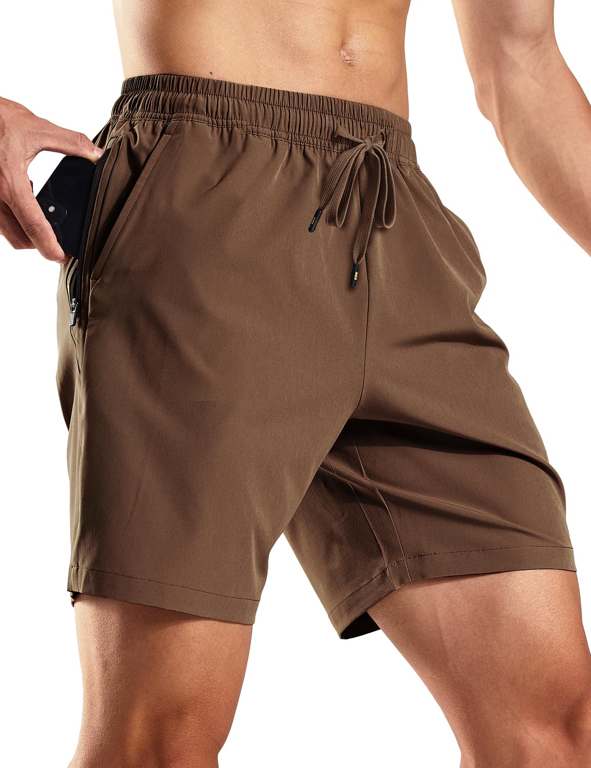 Short de course à séchage rapide pour homme avec poches zippées 7 pouces