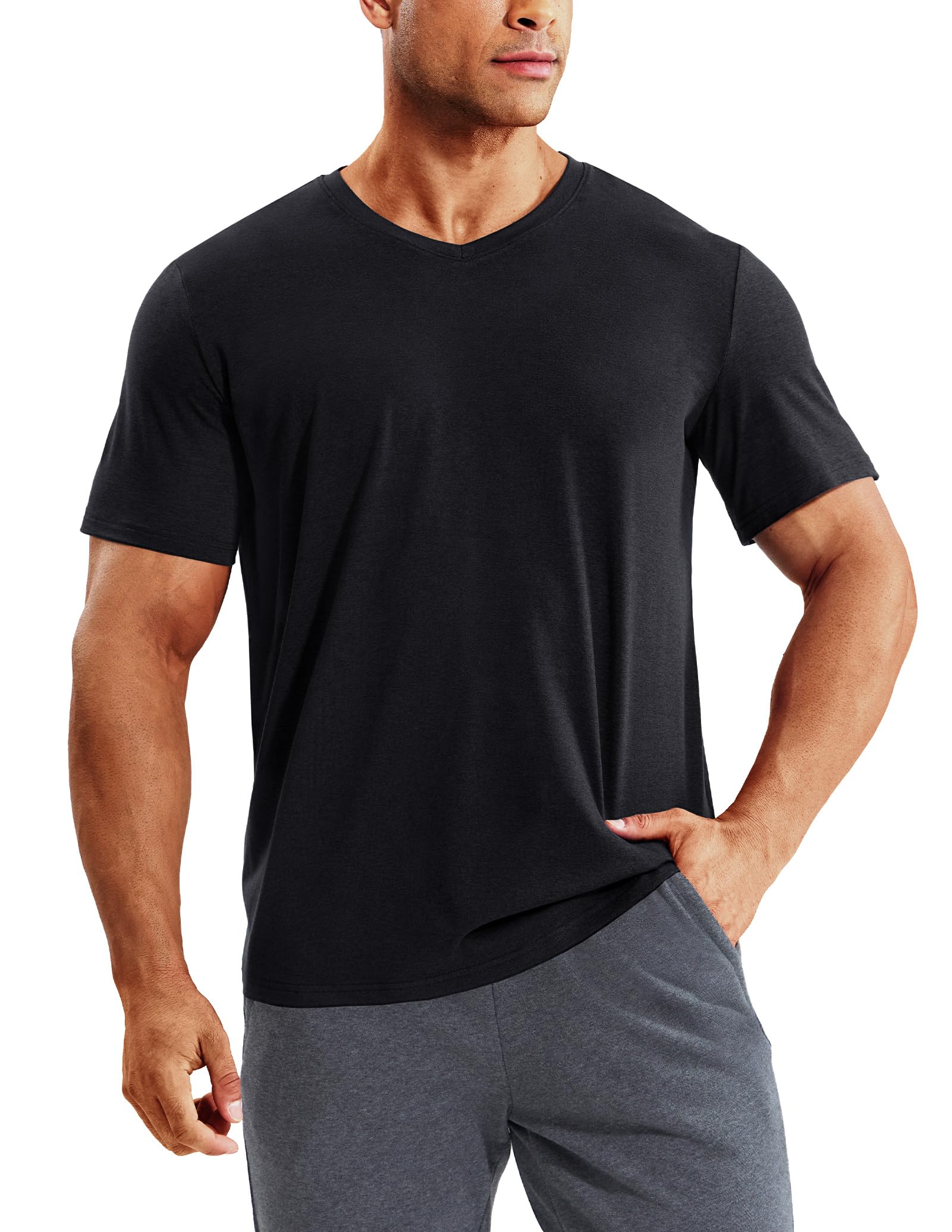 MIER Men’s Buttery Soft Dry Fit V-Neck Workout T-Shirt Men's Shirt