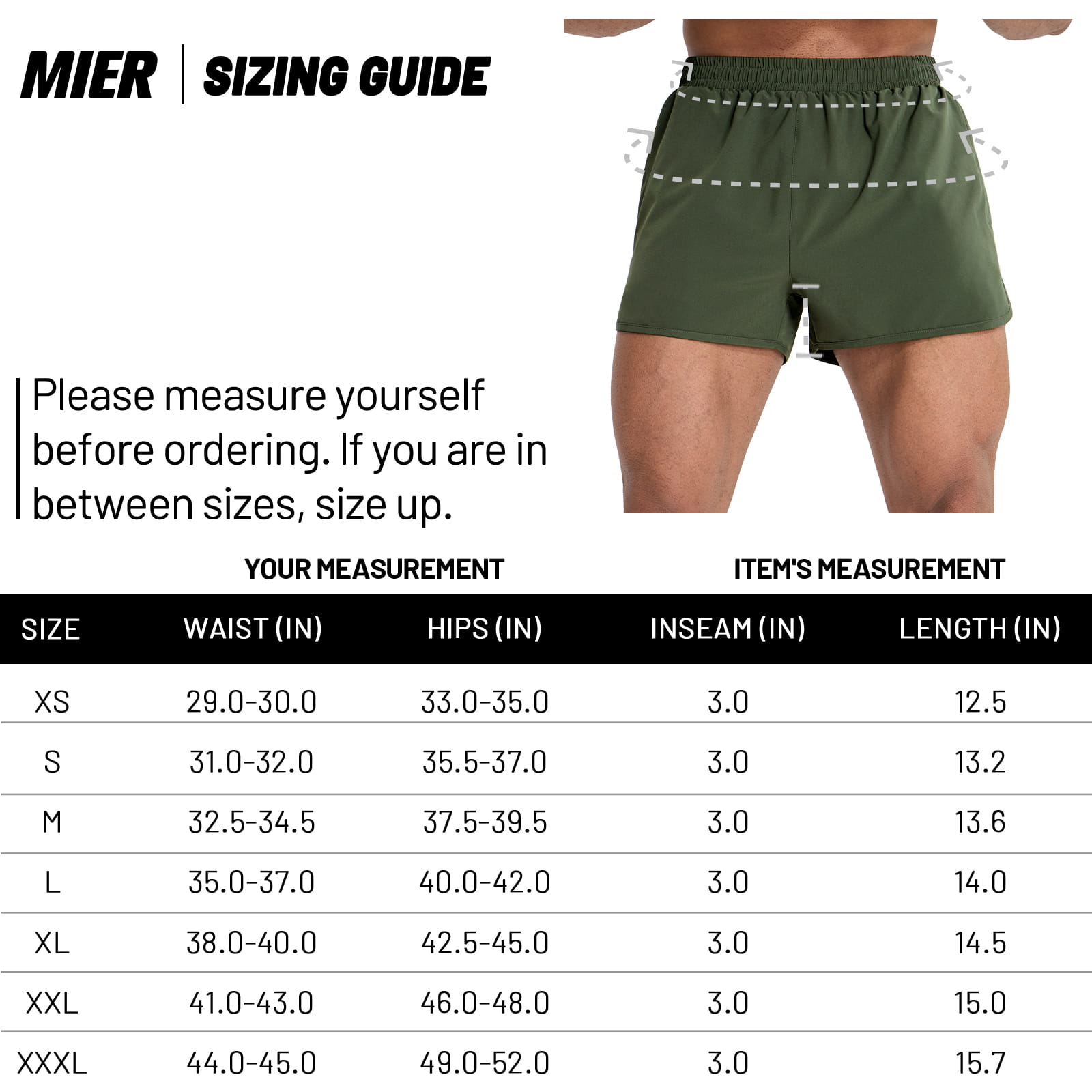 MIER Men's 3 Inch Marathon Running Shorts with Brief Liner Men's Shorts