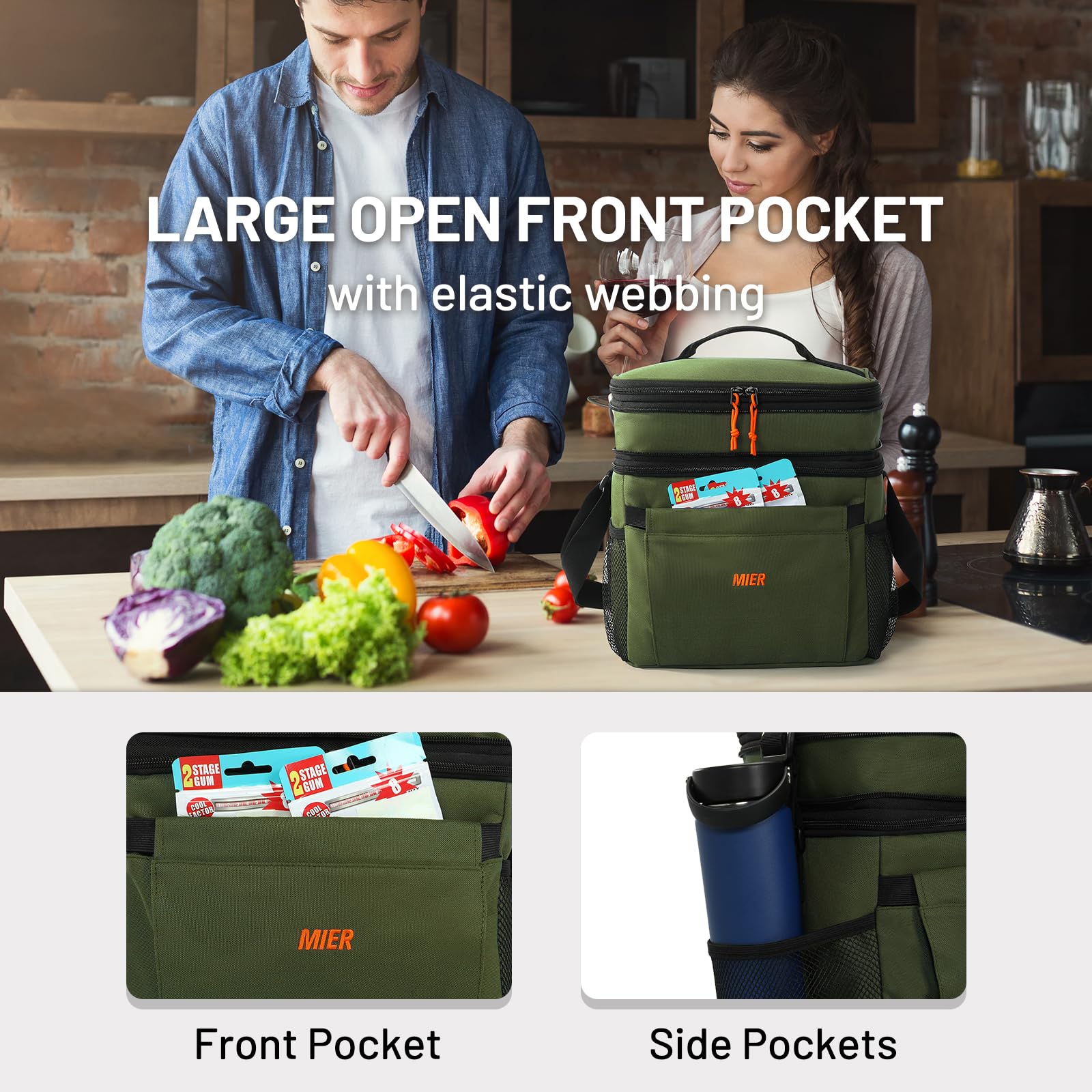 Expandable Lunch Box for Men Insulated Cooler Bag