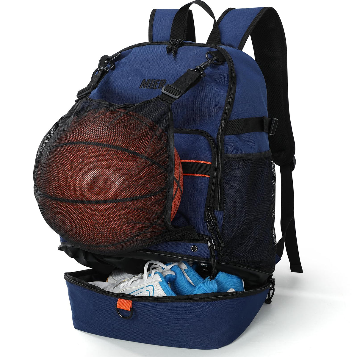 MIER Basketball Backpack Bags with Shoe Compartment Backpack Bag Dark Blue