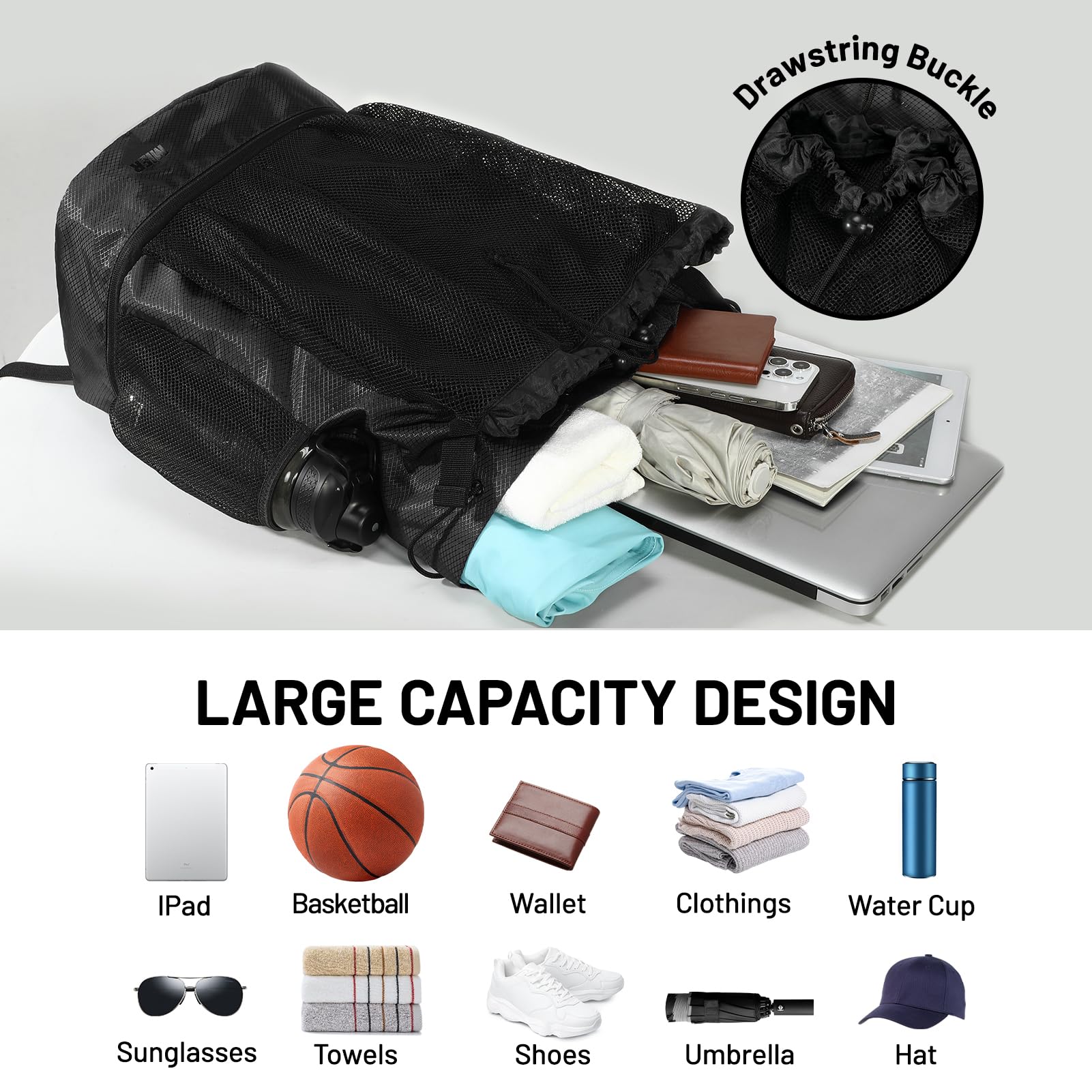 MIER Drawstring Basketball Backpack Soccer Bag with Shoe Compartment Backpack Bag