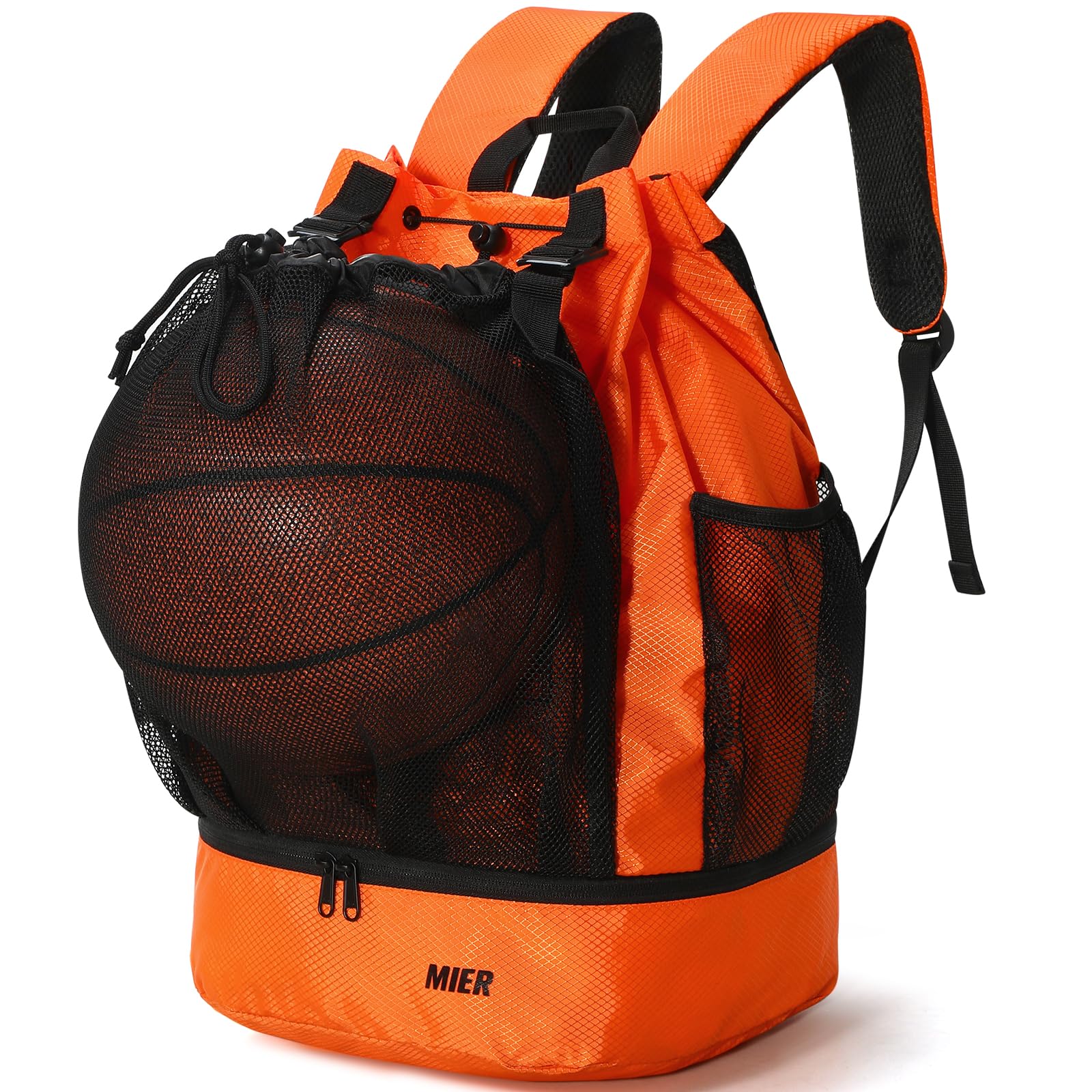 MIER Drawstring Basketball Backpack Soccer Bag with Shoe Compartment Backpack Bag Orange