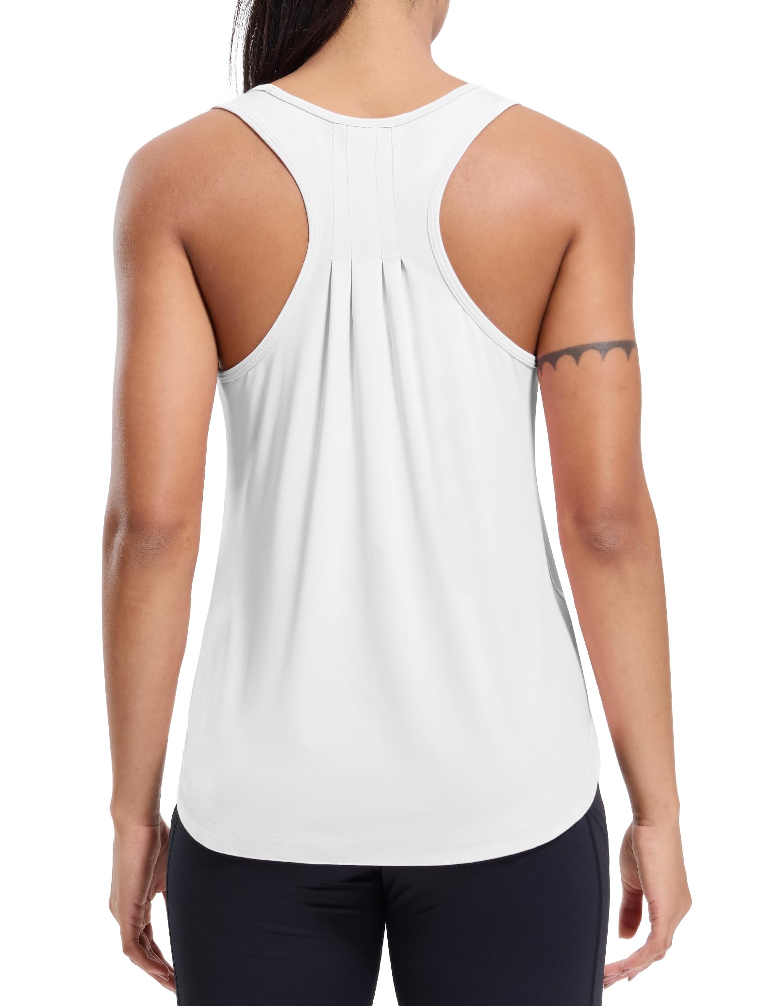 MIER Women's Racerback Tank Tops for Workout Dry Fit Shirts White / XS