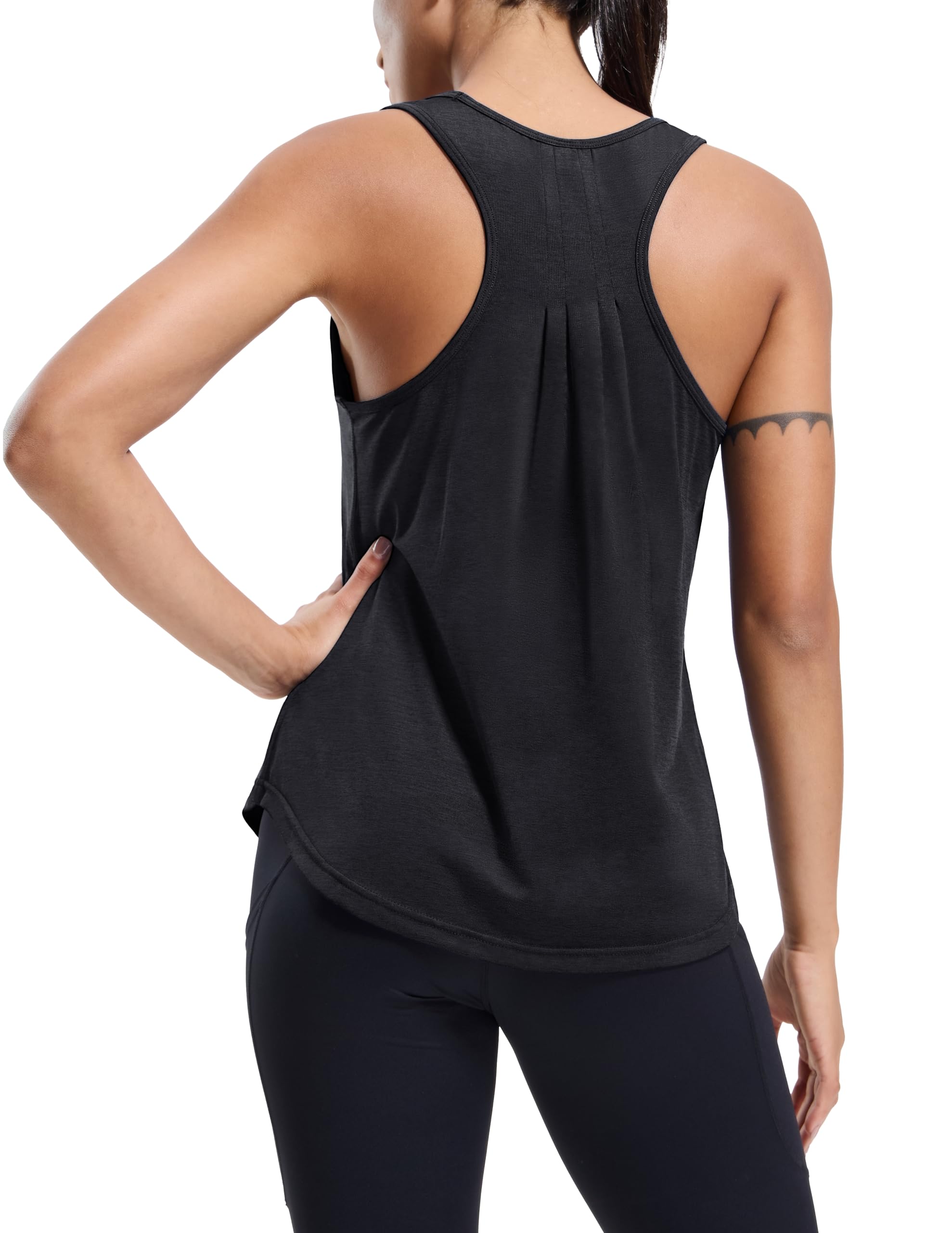 MIER Women's Racerback Tank Tops for Workout Dry Fit Shirts Black / XS