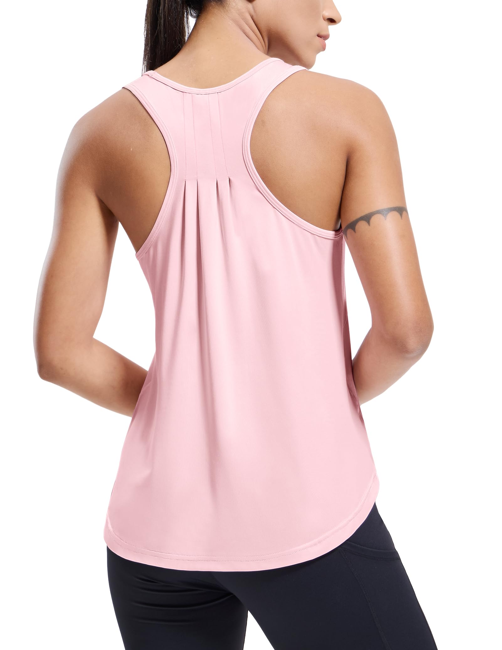 MIER Women's Racerback Tank Tops for Workout Dry Fit Shirts Light Pink / XS