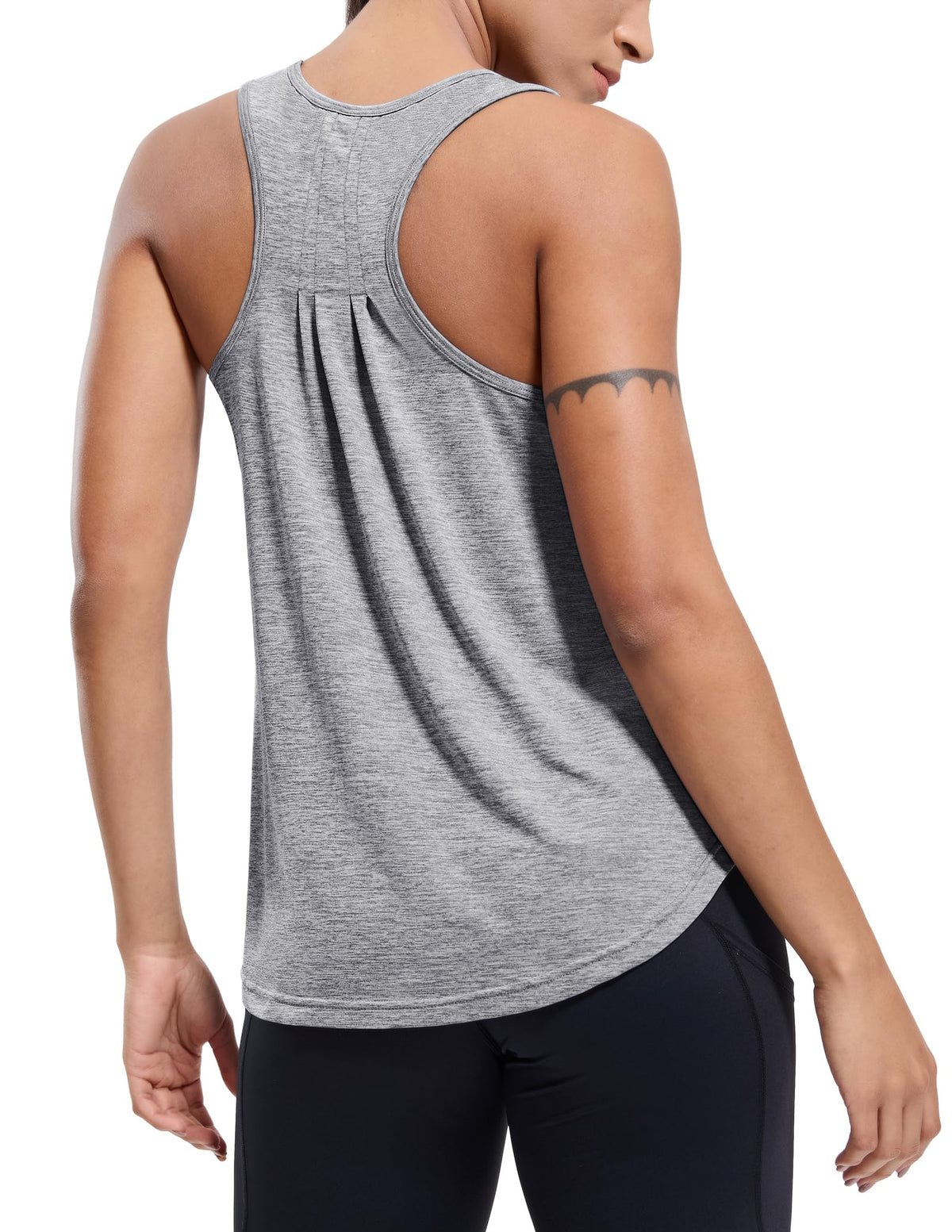 MIER Women's Racerback Tank Tops for Workout Dry Fit Shirts Heather Grey / XS