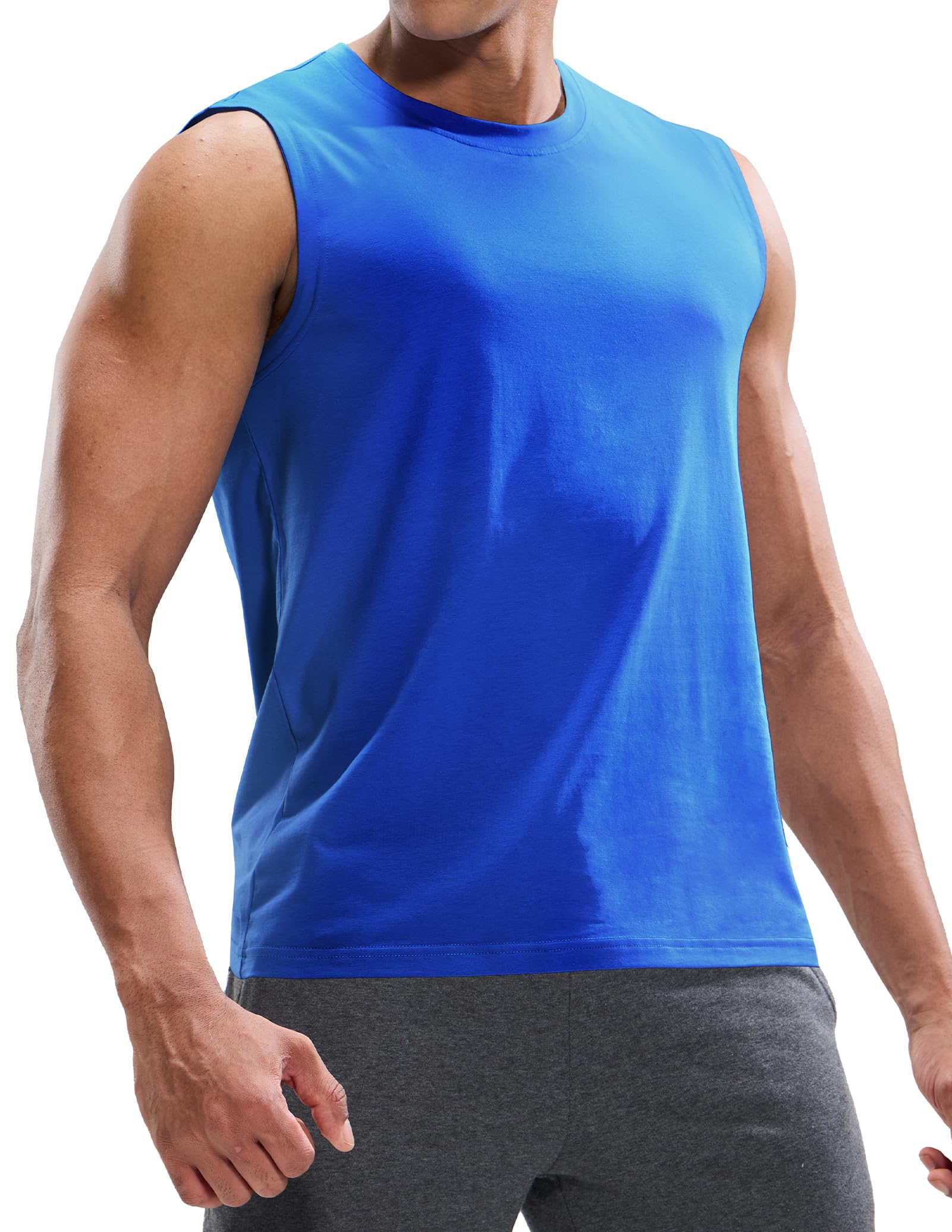 MIER Cotton Blend Running Tank for Men Stretchable and Moisture Wicking Men's Tank Top