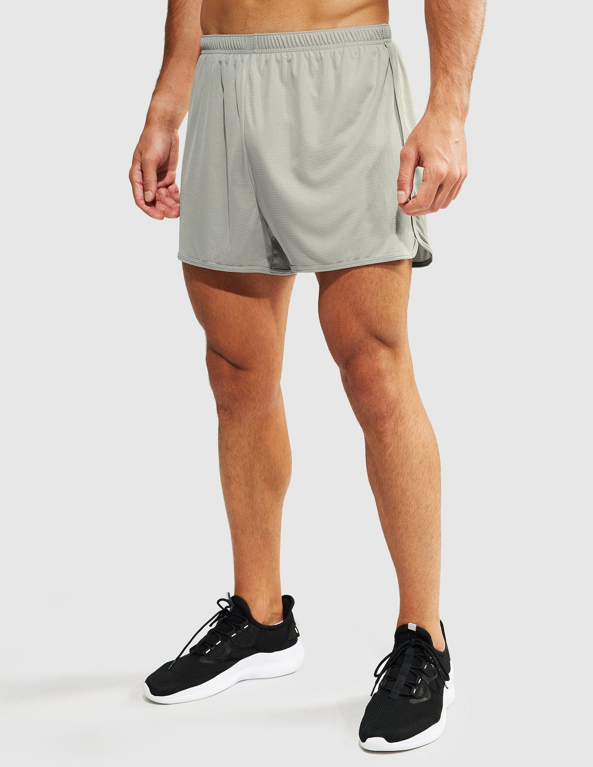 MIER Men's 3-Inch Quick Dry Running Shorts with Liner Light Grey / XS