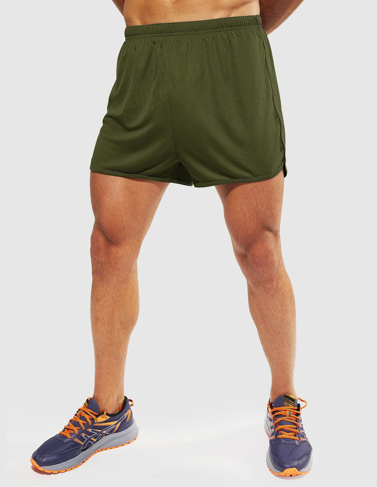 MIER Men's 3-Inch Quick Dry Running Shorts with Liner Army Green / XS