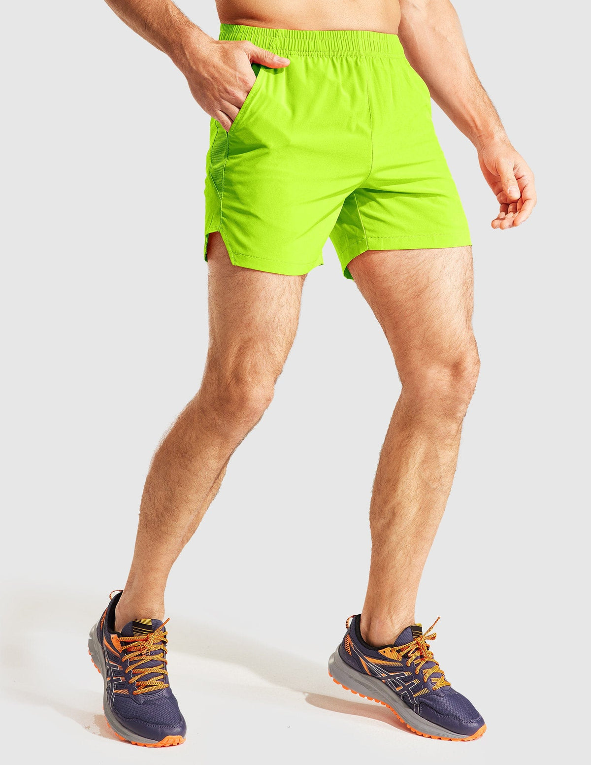 MIER Men's 5 Inch Quick Dry Running Shorts Men's Shorts Neon Green / XS