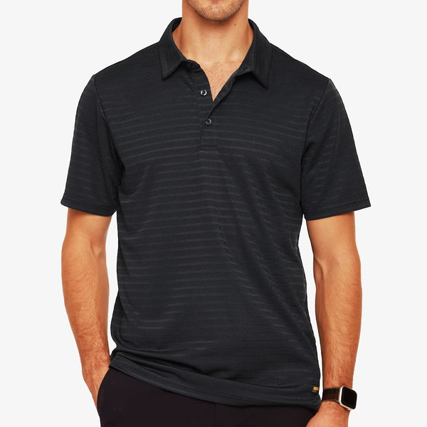 Men's Striped Polo Shirts Quick Dry Casual Golf Collared Shirt