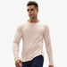 Men's Long Sleeve Cotton T-shirts Drop Cut with Curved Hem - Black / S